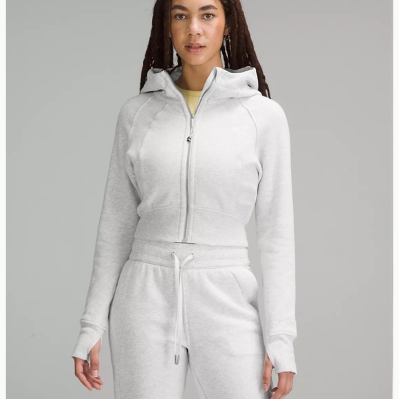 lululemon athletica Tops - Lululemon heather gray cropped scuba hoodie